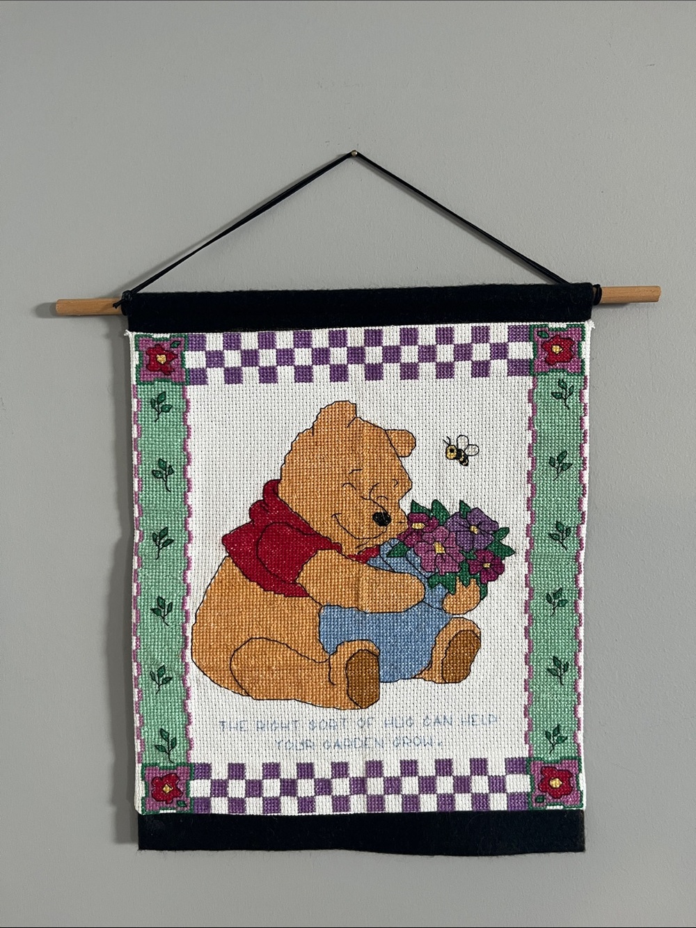 Vintage Handmade Winnie The Pooh Tapestry Wall Hanging Art Nursery Art
